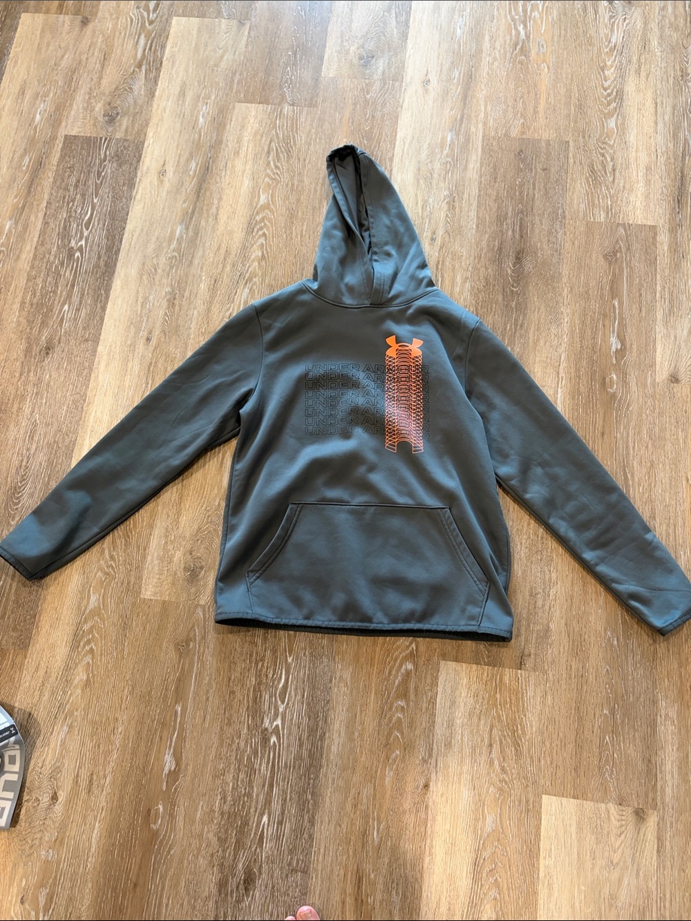 Under Armour Boy’s Gray Crewneck Hoodie with Orange Logo